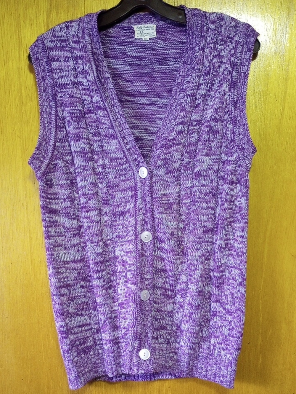 Baar & Beards Purple & White Vintage Retro Sleeveless Sweater Vest, Size 36